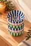 Set of 6 Metal Snack Bowls 10 cm Colorful Striped Sardine Patterned Nuts Breakfast Bowl