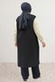 64006 Large Size Zipper Detailed Modal Pocket Vest - Black - 5