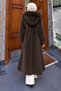 Removable Hooded Fox Coat Tsd260328 Bitter Brown - 6