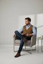 Interview Buttoned Thin Steel Knit Wool Regular Fit Camel Knitwear Vest - 4
