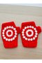 Women's Fingerless Knitted Gloves Red White Hand Knitted Winter Warm Gloves for Daily Use - 7