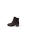 Women's Black Brown Matte Leather Round Toe 5cm Thick Heel Ankle Boots with Stones - 3
