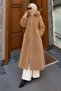 Removable Hooded Fox Coat Tsd260328 Camel - 3
