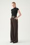 Belt Detail Palazzo Trousers 8421A Brown - 2