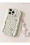 iPhone 14 Pro Max Telephone Charmli Blue Flower Pattern Ecru Case - 4