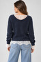 Women's Wool Knit Sweater with Drawstring Detail - 4