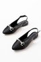 Inf-120 Black Daily Mesh Women's Ballerinas with Stone Accessories - 5