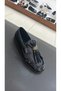 Black Patent Leather Tasseled Women's Casual Ballerinas - 3