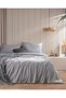 Melicia Single Cotton Striped Satin Duvet Cover Set - Gray