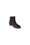 Women's Black Brown Matte Leather Round Toe 5cm Thick Heel Ankle Boots with Stones