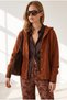 Women's Tile Hooded Buttoned Knitwear Cardigan Hrk-19000524
