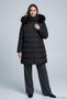Long Inflatable Coat with Plush Hood and Pockets 3509 Black - 2