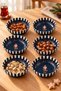 Set of 6 Metal Snack Bowls 10 cm Navy Blue Christmas Themed Nut Bowl with Soldier Figures - 5