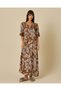Women Brown Leaf-Print Nightdress