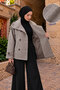 High Collar Epaulet Detailed Cashmere Coat Tsd260355 Gray - 2