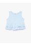 Ruffle Detailed Sleeveless Crew Neck Gingham Tank Top