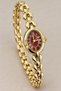 Florena Women's Wristwatch with Burgundy Dial, Golden Yellow Oval Case, Roman Numerals, Stone Detail, Floral Motif Bracelet, Vintage Design - 8
