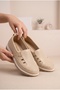 Women's Leather Laser Cut Perforated Comfortable Casual Slip-On Shoes - 3