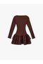 Slim Fit Crew Neck Long Sleeve Layered Flounce Mini Bodycon Dress - 4