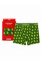 Avocado Patterned Men's Boxer Cotton Lycra Shiny Elastic Boxed Dark Green