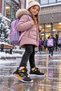 Girl's Black Purple Mechanism Sports Shoes with Thick White Sole, Casual Comfortable Sneaker - 3