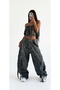 Trend Special Design High Waist Detailled Camouflage Cargo Pocket Jean Palazzo Pants-High Rise Foldable Belt Detailled Camouflage Jean - 2