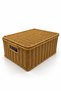 Rattan Look Rectangular Medium Size Storage Box and Organizer with Handle and Lid 25X35X15 cm - Bohemian - 3