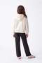Girl's Loose-Fit Textured Sweatpants with Stitching Detail - 3