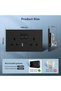 مقبس حائط مزدوج التبديل، منفذ طاقة كهربائي مع منافذ شحن USB C و USB A، تصميم مسطح - 2