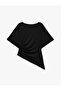 Slim Fit Crew Neck Short Sleeve Draped Asymmetrical T-Shirt - 2