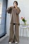 Premium Knitwear Set with Sleeves and Side Slits - Mink - 2