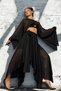 Black Asymmetric Long Tulle Skirt - 6