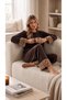 Women's Plus Size Plush Fur Cuffed Velvet Pajama Set Home Wear - 2