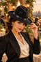 Black Fedora Hat with Ribbon Detail Mafia Costume Hat Unisex Party Props and Show Accessory - 2