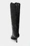 Sora Black Matte Laser Cut Detail Pointed Toe Thin Heeled Women's Boots - 8