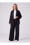 Women's Black Modal Fabric Off-Shoulder Jacket with Folded Cuffs and Loose Fit - 4