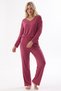 Women's V-Neck Pajama Set, Long Sleeve, Seasonal Fabric, Dusty Rose - 3