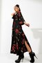 Red Rose Patterned Long Kimono - 4