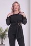 Women's Set Chiffon Sleeve Accessory Detailed Plus Size Burgundy, Black, Brown - 2