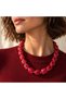 Kly-1076 Chunky Necklace with Large Square Beads in Burgundy Marble Pattern |   Eos Collective