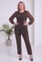 Women's Set Chiffon Sleeve Accessory Detailed Plus Size Burgundy, Black, Brown