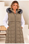 Women's Plus Size Removable Hooded Lined Inside with Detailed Front Piece and Pockets Winter Thick Long Puffer Vest 25061 - 4