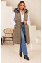 Women's Plus Size Removable Hooded Lined Inside with Detailed Front Piece and Pockets Winter Thick Long Puffer Vest 25061 - 2