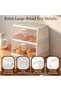 Extra Large Bread Box (White, Double Layer) - 2-Tier Bread Storage for Kitchen Countertop, Transpare - 3