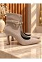 Women's Suede Mink Pointed Toe Thin Heels with Buckle Detail Stylish Stiletto - 2