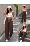 Women's New Season Comfortable Cut Polka Dot Modal Trousers with Elastic Waist - 2