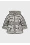 Girl's Hooded Fur-Lined Metallic Shiny Puffer Coat