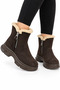 Women's nubuck fur-lined cold weather boots with side zipper detail - brown - 4