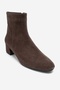 Richey Brown Suede Genuine Leather Women's Round Toe Thick Heeled Boots - 6