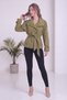 Women's Stand Collar Belted Buttoned Short Trench Denim Jacket Black, Brown, Khaki - 2
